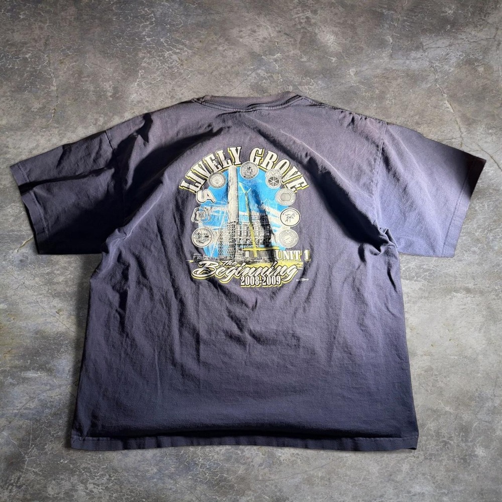 Union Made Lively Grove Unit 1 2008-2009 Power Plant Pocket Tee 2XL Navy Blue